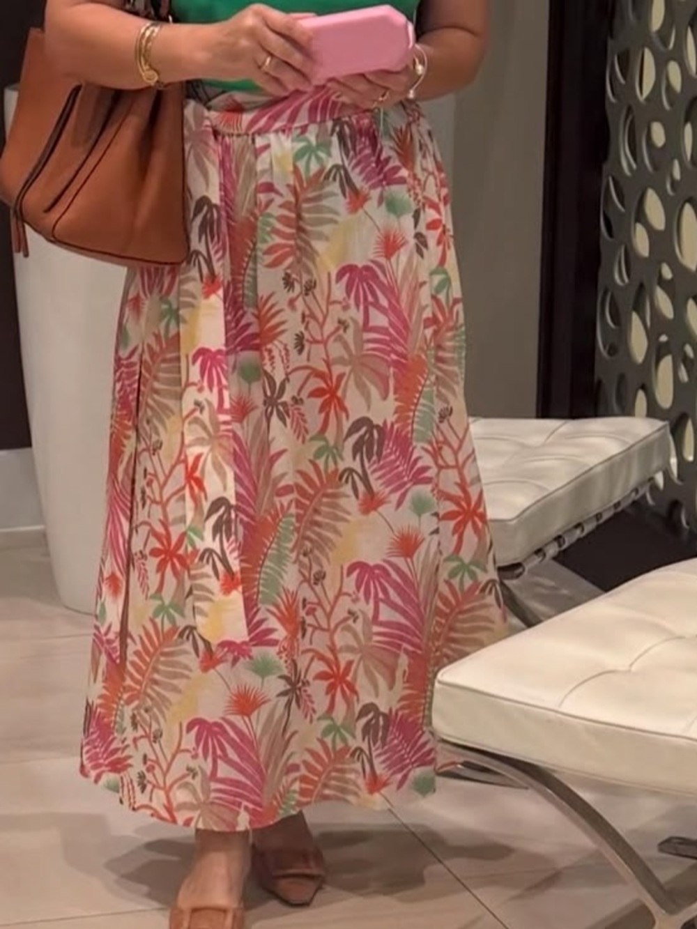 J. McLaughlin Tropical-Print Maxi Skirt in Pink, Green & Orange